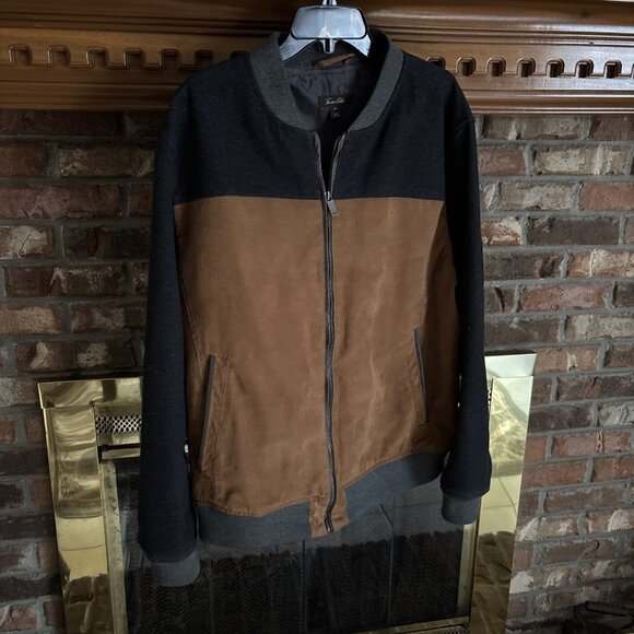 Tasso Ella Men’s XL Fall Jacket Tan Suade And Gray Wool - Picture 1 of 8